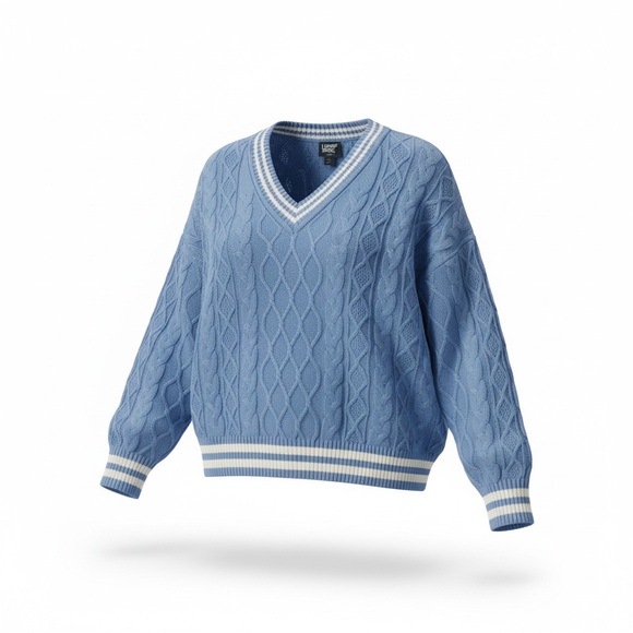 Lands' End Light Blue V-Neck Sweater - Picture 1 of 5